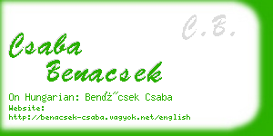 csaba benacsek business card